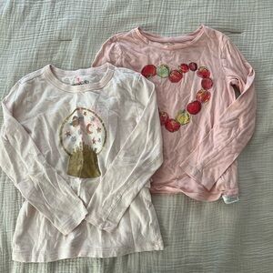 GAP Girls' Pink and White Long Sleeve Tees